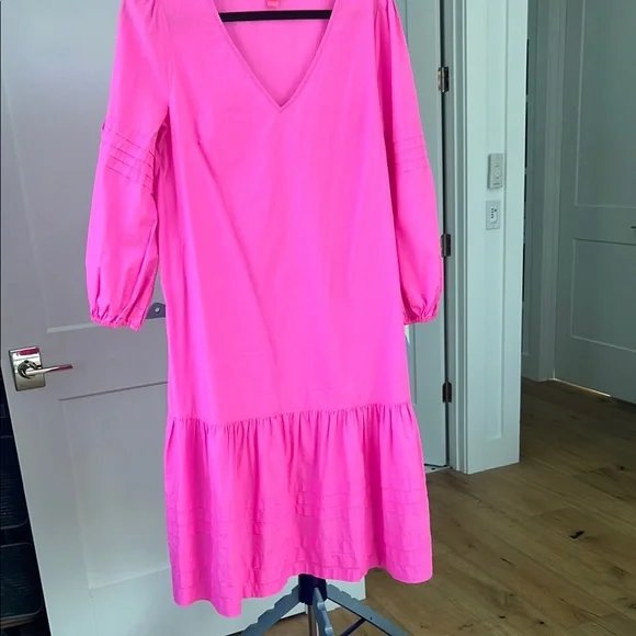 Lilly Pulitzer Pink Ruffled Tiered Sundress with Bishop Sleeves - Picture 4 of 4